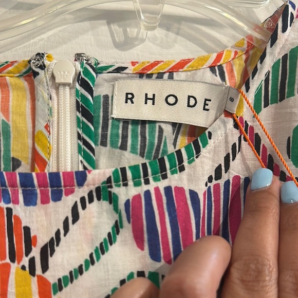RHODE PIA Dress Formentera Flora Ruched Mini Dress Colorful Women’s 8 NWT - Picture 3 of 10